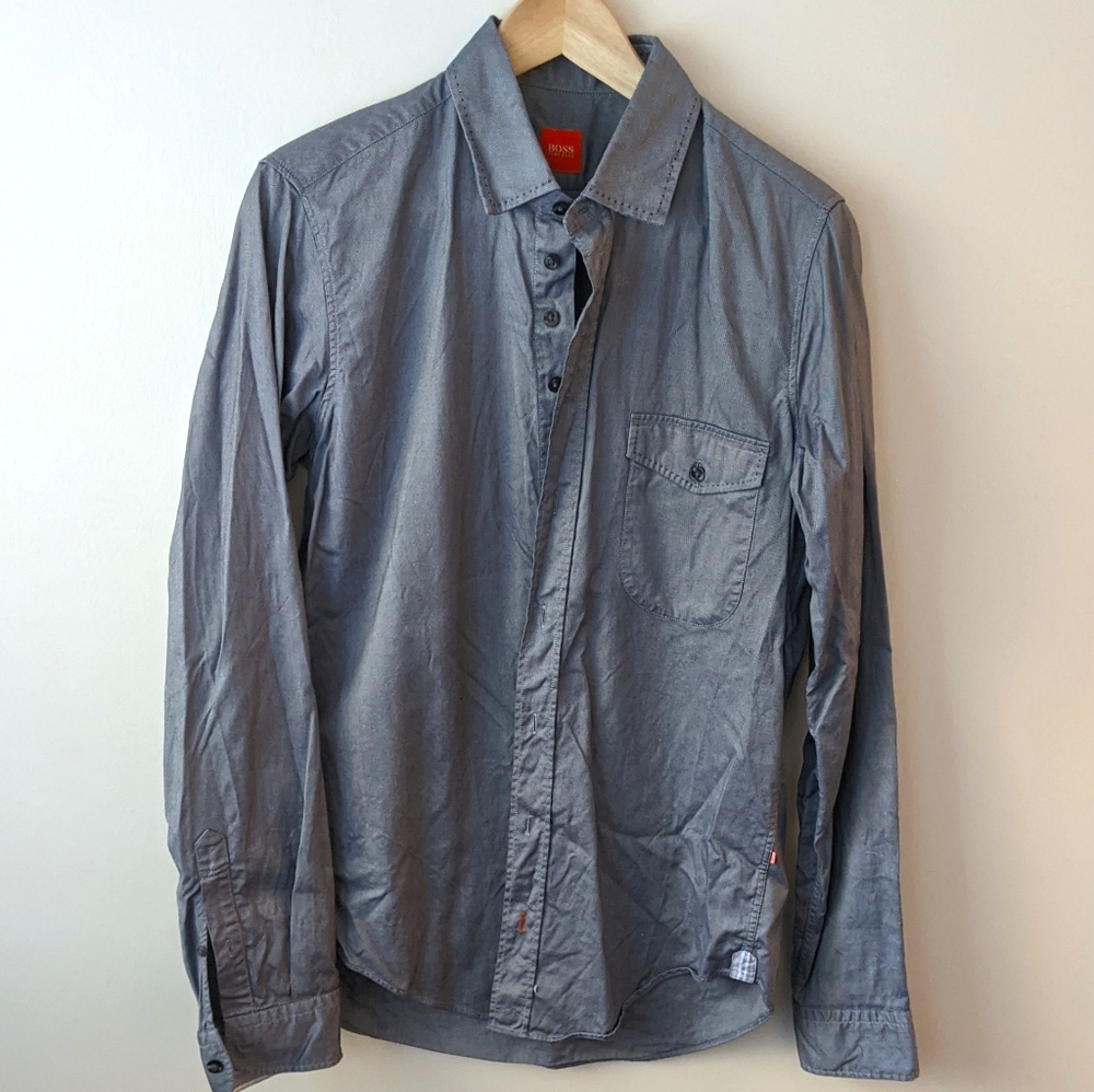 Hugo Boss Orange Blue Button Down Shirt